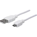 USB 2.0 priključni kabel [1x USB 2.0 utikač A - 1x USB 2.0 utikač Micro-B] Manhattan 1.80 m, bijela, UL certifikat slika
