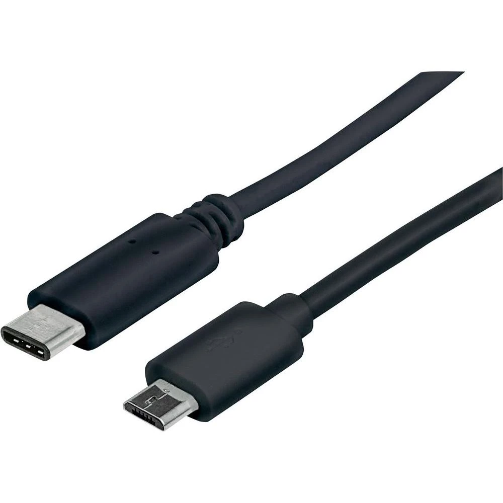 USB 2.0 priključni kabel [1x USB utikač C - 1x USB 2.0 utikač Micro-B] Manhattan 1 m, crna, UL certifikat