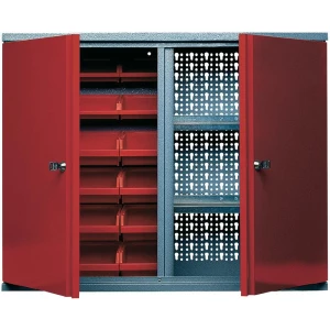 Küpper 70322 viseći ormar 80 cm, 2 vrata, 18 kutija za skladištenje, crvene boje (Š x V x D) 80 x 60 x 19 cm slika