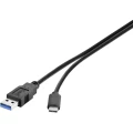USB 2.0 priključni kabel [1x USB 2.0 utikač A - 1x USB-C™ utikač] renkforce 1 m crna, pozlaćeni utični kontakti slika