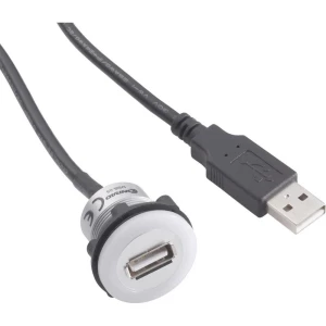 USB A ugradbena utičnica 2.0 utičnica, ugradbena 1 x USB A utičnica na 1 x USB A utikač sa rasvjetom Conrad sadržaj: 1 kom. slika