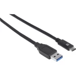 USB 3.1 priključni kabel [1x USB-C™ utikač - 1x USB 3.0 utikač A] 1 m crne boje UL-certificiran Manhattan