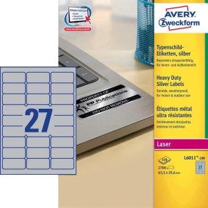 Avery-Zweckform etikete za označavanje L6011-100 ( 63.5 mm x 29.6 mm ) srebrne boje, 1 kom. trajne, ljepljive slika