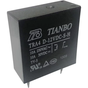 Relej za tiskanu pločicu 12 V/DC 10 A 1 radni kontakt Tianbo Electronics TRA4 D-12VDC-S-H 1 kom. slika
