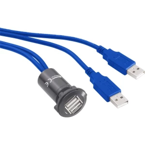 USB ugradbena utičnica 3.0 USB-13-BK 2 x USB-utičnica tip A na 2 x USB-utikač tip A s kabelom 60 cm Conrad 1 kom. slika