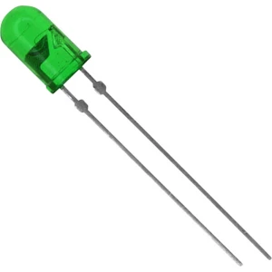 Ožičana LED dioda, zelena, okrugla 5 mm 50 mcd 28 ° 30 mA 2 V Vishay TLHG5205 slika