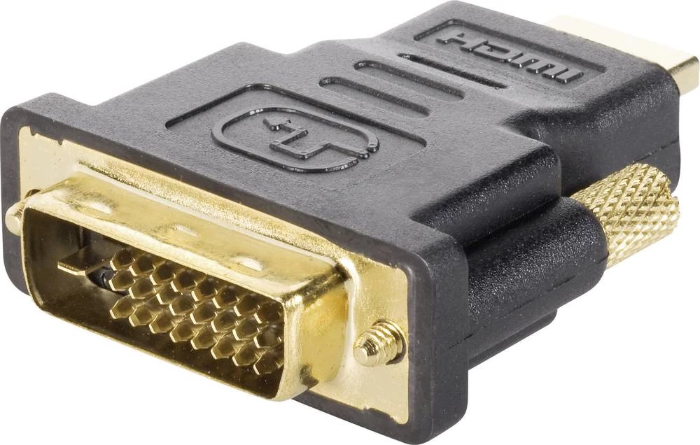 DVI / HDMI adapter Renkforce [1x DVI utikač 24+1 pol => 1x HDMI utikač] crna pozlaćeni utični kontakti