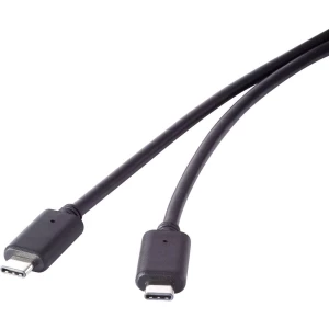 USB 3.1 priključni kabel [1x USB-C™ utikač - 1x USB-C™ utikač] 0.50 m crne boje, pozlaćeni utični kontakti renkforce slika