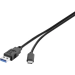 USB 3.1 priključni kabel [1x USB 3.0 utikač A - 1x USB-C™ utikač] 0.50 m crne boje s UL-certifikatom, pozlaćeni utični kon