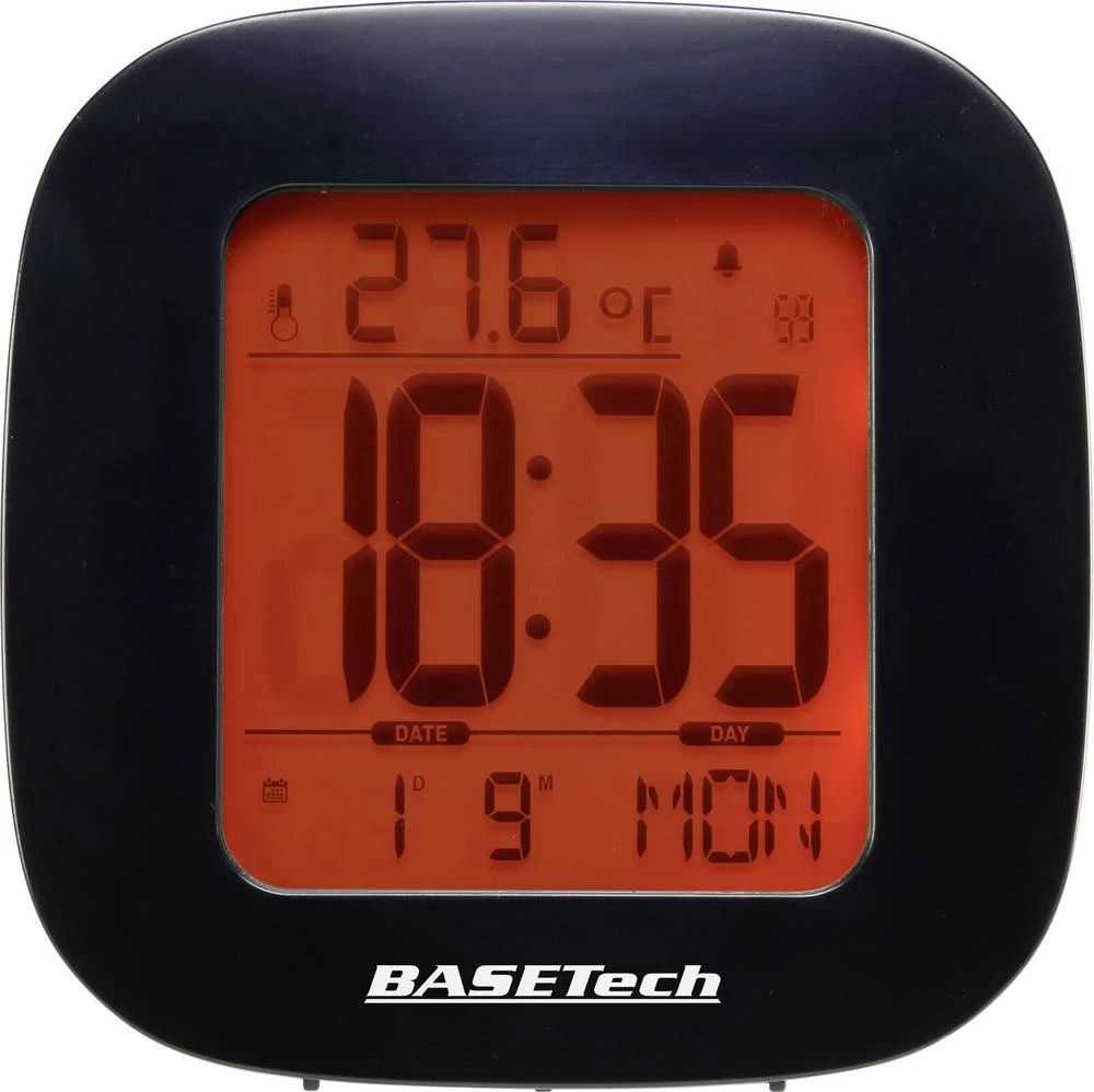 Bežična budilica E0126R Basetech crna broj alarmnih vremena 1 slika