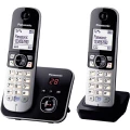 Analogni bežični telefon Panasonic KX-TG6822 Duo automatska sekretarica,telefoniranje slobodnih ruku, crna, srebrna boja slika