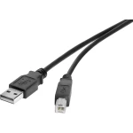 USB 2.0 priključni kabel [1x USB 2.0 utikač A - 1x USB 2.0 utikač B] 1 m crni, pozlaćeni kontakti renkforce