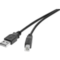 USB 2.0 priključni kabel [1x USB 2.0 utikač A - 1x USB 2.0 utikač B] 1 m crni, pozlaćeni kontakti renkforce slika