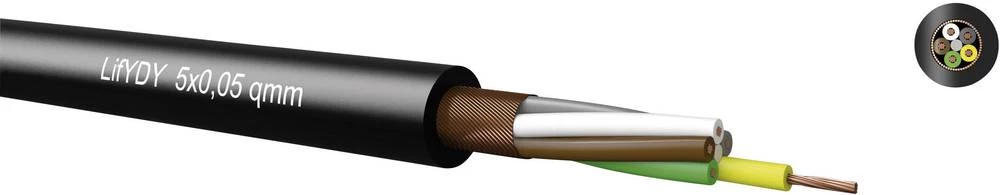 Krmilni kabel LifYDY 5 x 0.05 mm crne boje Kabeltronik 340500500 metarski slika