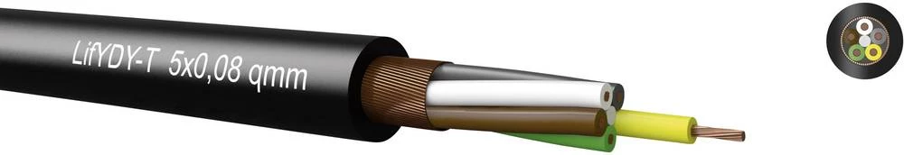 Krmilni kabel LifYDY 4 x 0.08 mm crne boje Kabeltronik 350400800 metarski slika