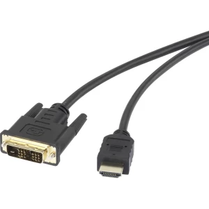 HDMI / DVI priključni kabel [1x HDMI-utikač - 1x DVI-utikač 18+1pol.] 5 m crni Renkforce slika