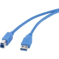 USB 3.0 priključni kabel [1x USB 3.0 utikač A - 1x USB 3.0 utikač B] 1 m plavi, pozlaćeni kontakti Renkforce slika
