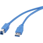 USB 3.0 priključni kabel [1x USB 3.0 utikač A - 1x USB 3.0 utikač B] 3 m plavi, pozlaćeni kontakti Renkforce
