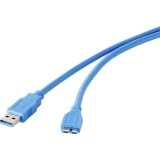 USB 3.0 priključni kabel [1x USB 3.0 utikač A - 1x USB 3.0 utikač Micro B] 1 m plavi, pozlaćeni kontakti Renkforce