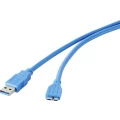 USB 3.0 priključni kabel [1x USB 3.0 utikač A - 1x USB 3.0 utikač Micro B] 1.80 m plavi, pozlaćeni kontakti Renkforce slika