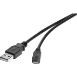 USB 2.0 priključni kabel [1x USB 2.0 utikač A - 1x USB 2.0 utikač Micro-B] 0.30 m crni, pozlaćeni kontakti Renkforce