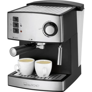 Aparat za espresso ES 3643 Clatronic crna, plemeniti čelik 850 W s grijačem šalica, s mlaznicom za pjenjenje mlijeka slika