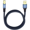 USB 2.0 priključni kabel [1x USB 2.0 utikač A - 1x USB 2.0 utikač B] 3 m plavi, pozlaćeni kontakti Oehlbach USB Plus B slika