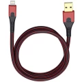 iPad/iPhone/iPod kabel za prijenos podataka i punjenje [1x USB 2.0 utikač A - 1x utikač Apple Dock Lightning] 3 m crveni/crni, O slika