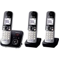 Analogni bežični telefon Panasonic KX-TG6823 Trio automatska sekretarica, telefoniranje slobodnih ruku, crne boje, srebrne boje slika