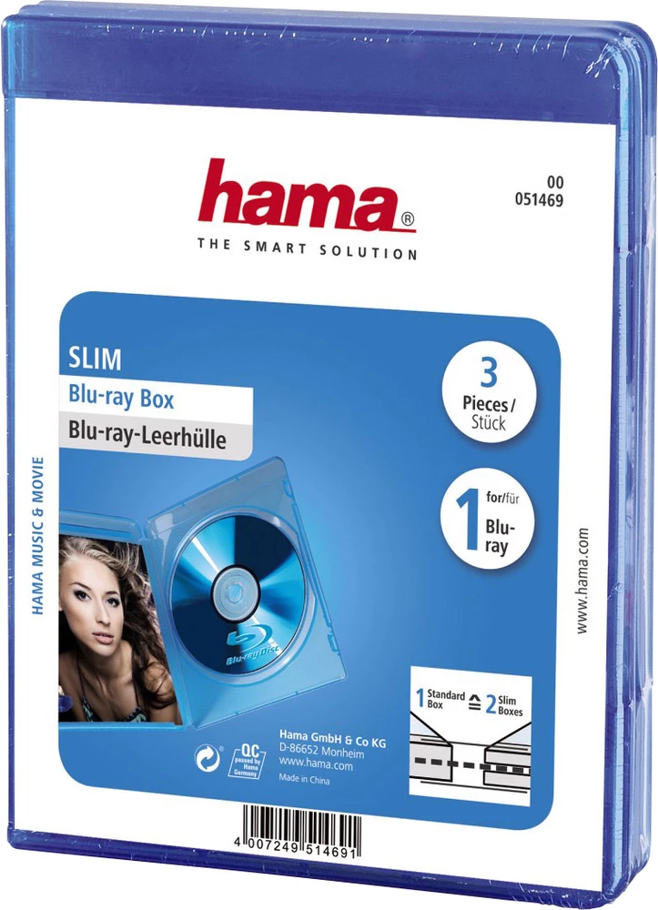 Prazna kutija za Blue-ray Hama Slim, 1 Blue-ray disk, 3 kom. u setu slika