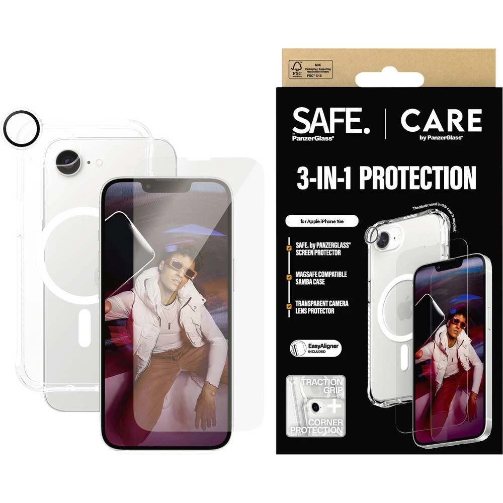 PanzerGlass Fashion 3-in-1 Set set torbica + zaštitno staklo Apple iPhone 16e otporna na udarce, induktivno punjenje CRN slika