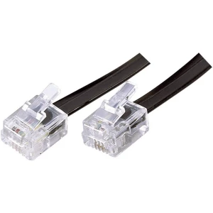 Western priključni kabel [1x RJ12 utikač 6p6c - 1x RJ12 utikač 6p6c] 3 m crne boje slika