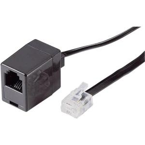 Western produžni kabel [1x RJ11 utikač 6p4c - 1x RJ11 utičnica 6p4c] 6 m crne boje slika