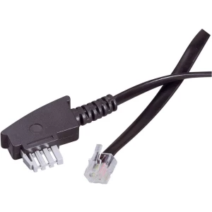 Priključni kabel za faks uređaje, premoštenje [1x TAE-N utikač - 1x RJ11 utikač 6p2c] 3 m crne boje slika