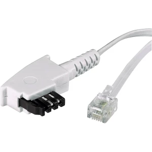 Telefonski (analogni) priključni kabel [1x TAE-F utikač- 1x RJ11 utikač 6p4c] 6 m bijele boje slika