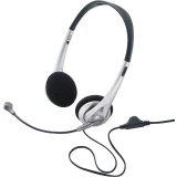Slušalice s mikrofonom za PC 3.5 mm klinken, s kabelom, stereo TW-218 On Ear crne boje/srebrne boje