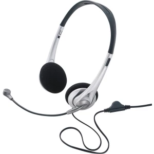 Slušalice s mikrofonom za PC 3.5 mm klinken, s kabelom, stereo TW-218 On Ear crne boje/srebrne boje slika