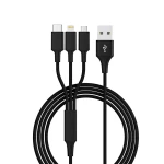 3u1- USB 2.0 kabl na USB-c, microUSB, lightning port, 1,2m, crni