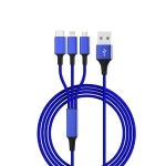 3u1- USB 2.0 kabl na USB-c, microUSB, lightning port, 1,2m, plavi