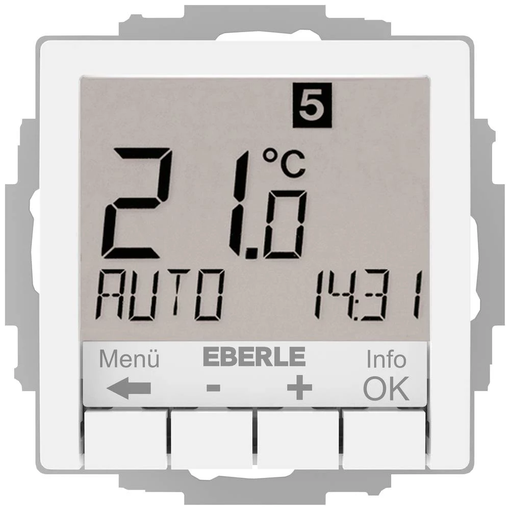 Eberle 527820455504 UTE 4800-Rw-RAL9010-G-55 sobni termostat podžbukna dnevni program, tjedni program Toplina ohladiti 1 slika