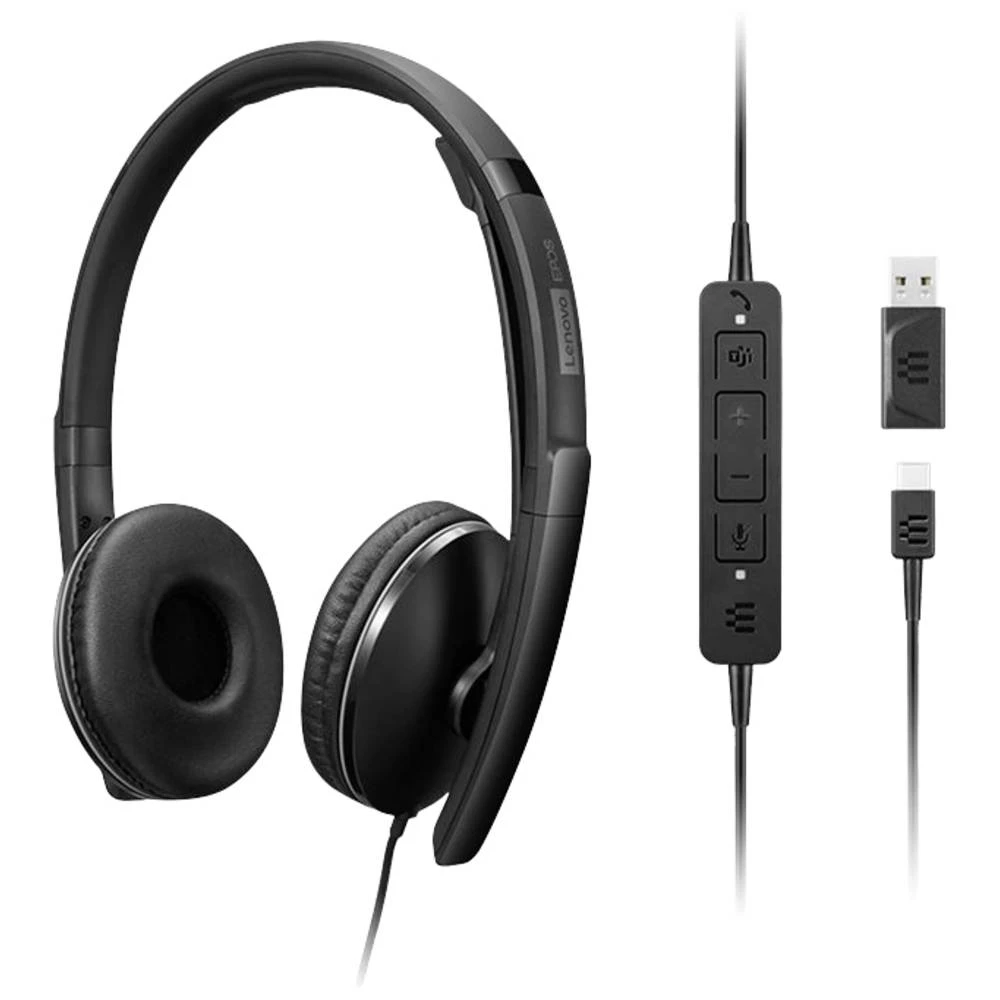 Lenovo Gen 2 On Ear Headset žičani crna smanjivanje šuma mikrofona slika