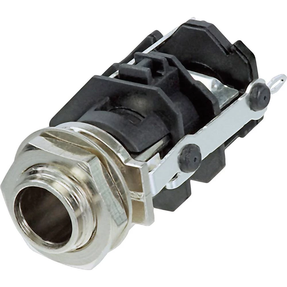 Rean AV RJ3VM jack utični konektor 6.35 mm ženski konektor, vertikalna ugradnja Broj polova (broj): 3 stereo crna 1 St. slika