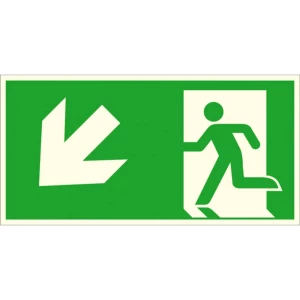 signal rute za izbjegavanje folija Izlaz u slučaju nužde s lijeve strane, dijagonalno prema dolje  SafetyMarking 38.A102 slika