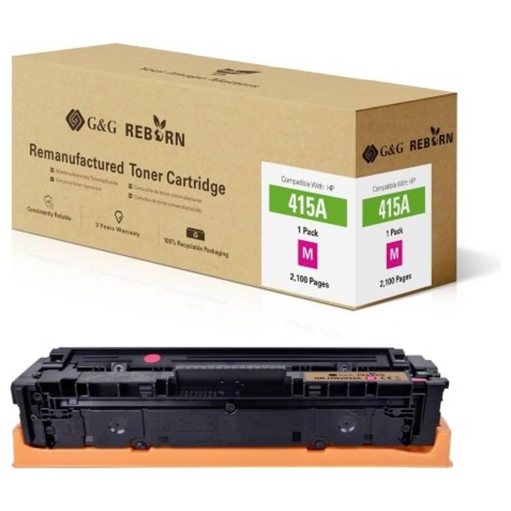G&G toner zamijenjen HP 415A kompatibilan purpurno crven 2100 Stranica Reborn remanufactured 21272 slika