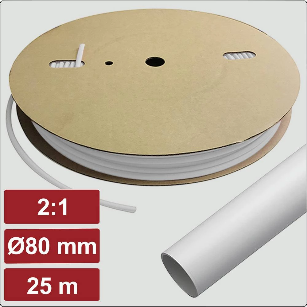 Electronic Garage EG25CA040 skupljajuća cijev s ljepilomi bijela 80 mm 40 mm Stopa skupljanja:2:1 25 m slika