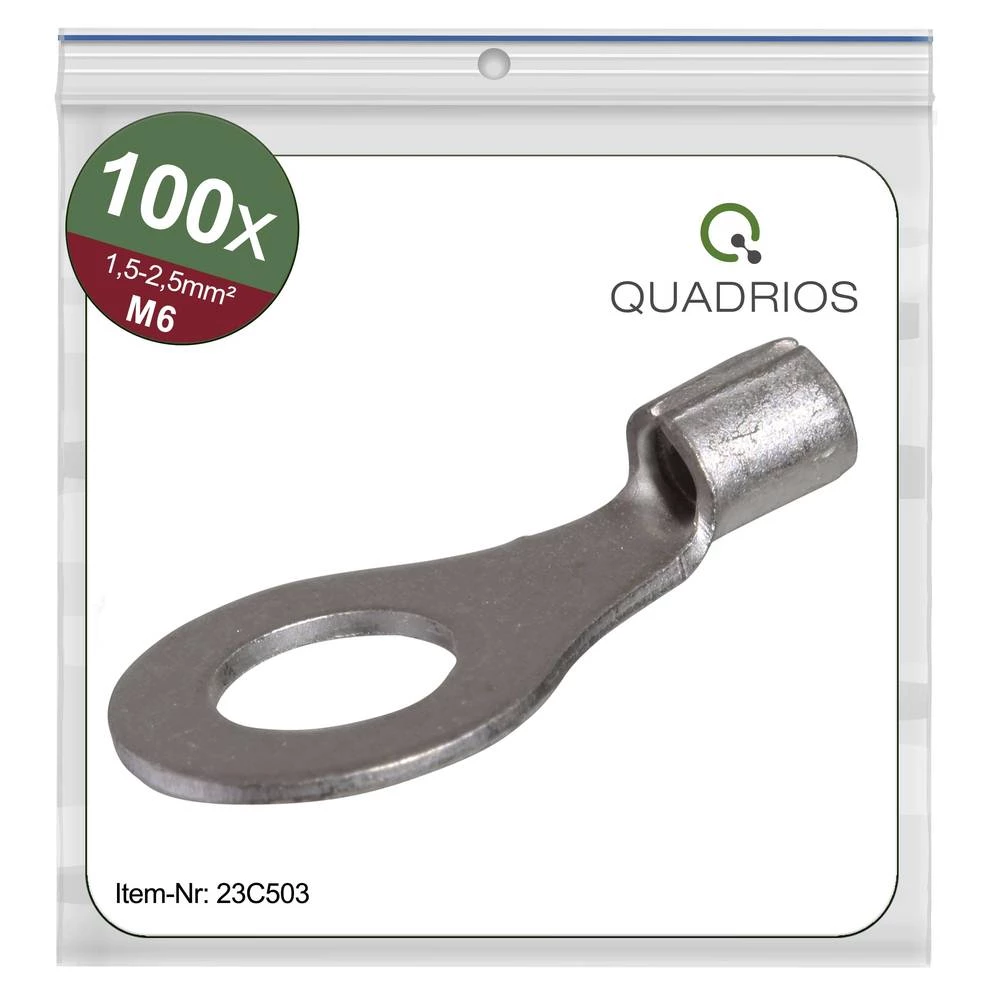 Quadrios 23C503 prstenasta kabelska stopica Presjek (maks.)=2.5 mm² Otvor Ø=6.5 mm neizolirani 100 St. slika