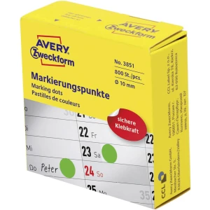 Avery-Zweckform 3851 Etikete Ø 10 mm Papir Zelena 800 ST Trajno Naljepnice za markerske točke slika