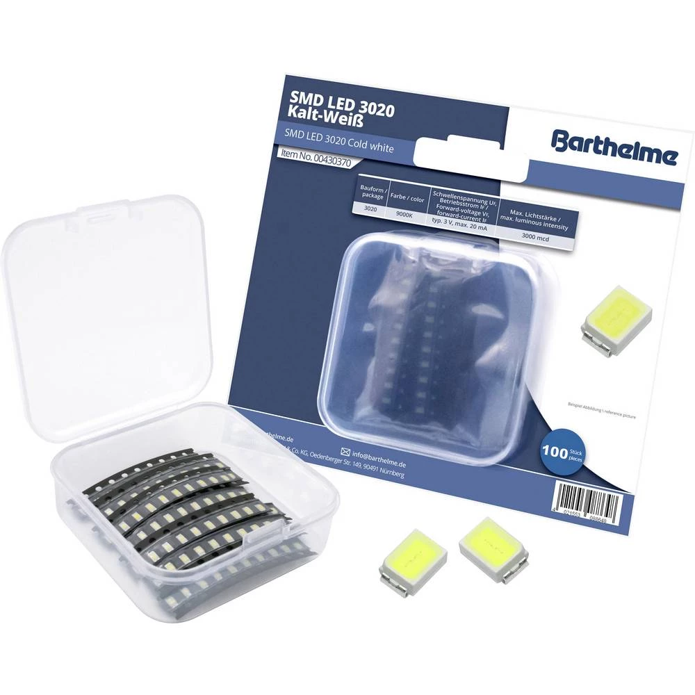 Barthelme SMD LED 3020 Hladno-bijela 3000 mcd 120 ° 20 mA 3 V Bulk slika