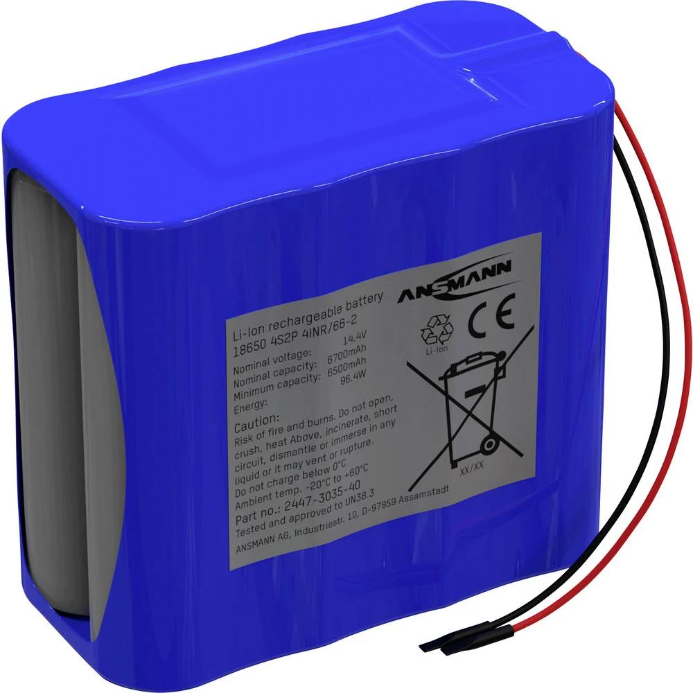 Ansmann 4S2P Akkupack 8x 18650 Kabel Li-Ion 14.4V 6700mAh aku-pack 8x Li-Ion 14.54 V 6700 mAh slika