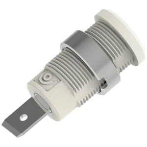 Ø4mm sigurnosna banana utičnica s Ø14,5mm okruglom maticom, 6,3x10mm ravni spojni jezičak, bijela Electro PJP 3266-C-CD1-BC sigurnosni laboratorijski ženski konektor  Zatik-Ø: 4 mm bijela 1 St. slika